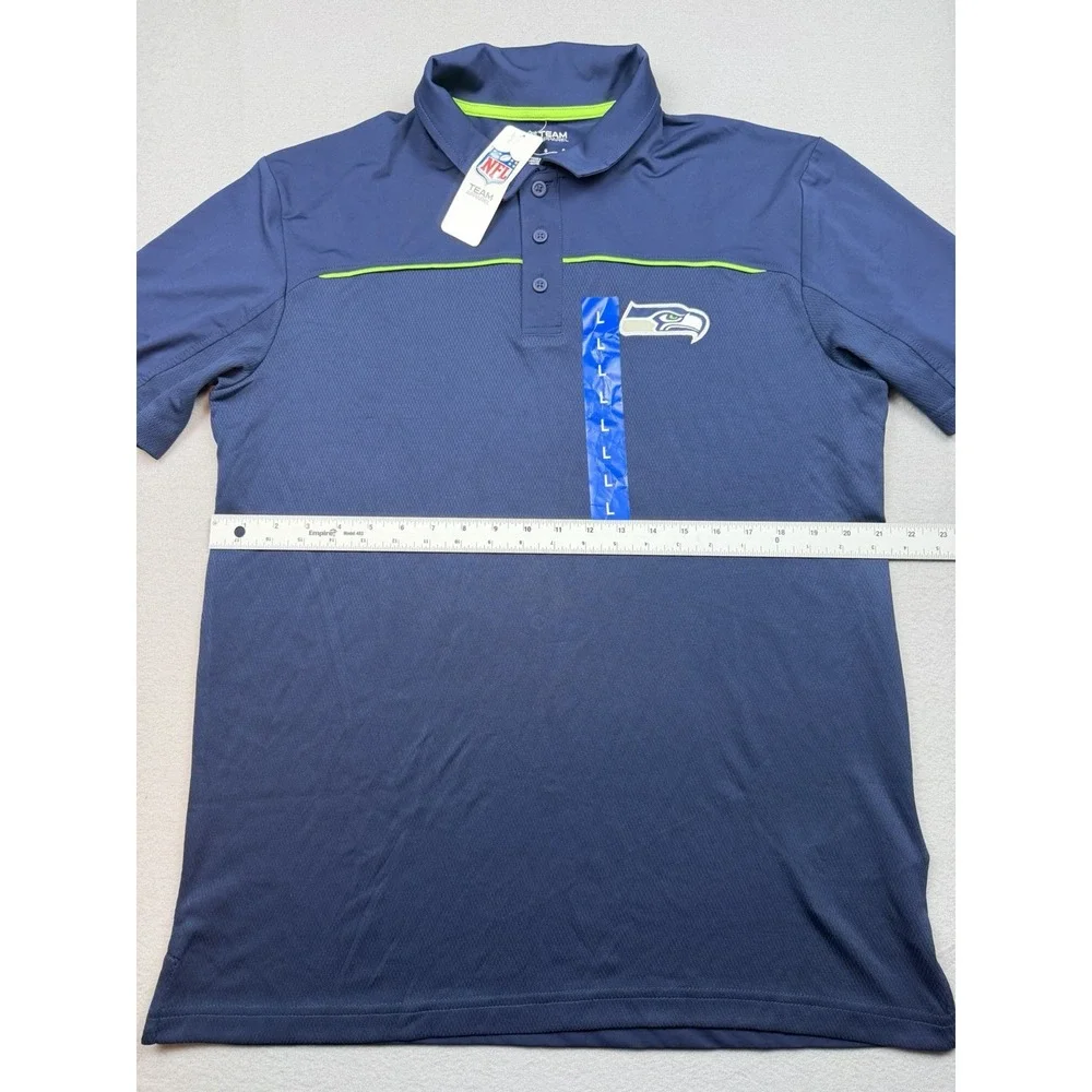 Seattle Seahawks Polo Shirt Men's Large Blue NFL Team Apparel Short Sleeve NEW